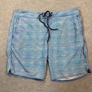 Rhone Shorts Men 36 Blue‎ Striped Drawstring Swim Hybrid Boardwalk Active